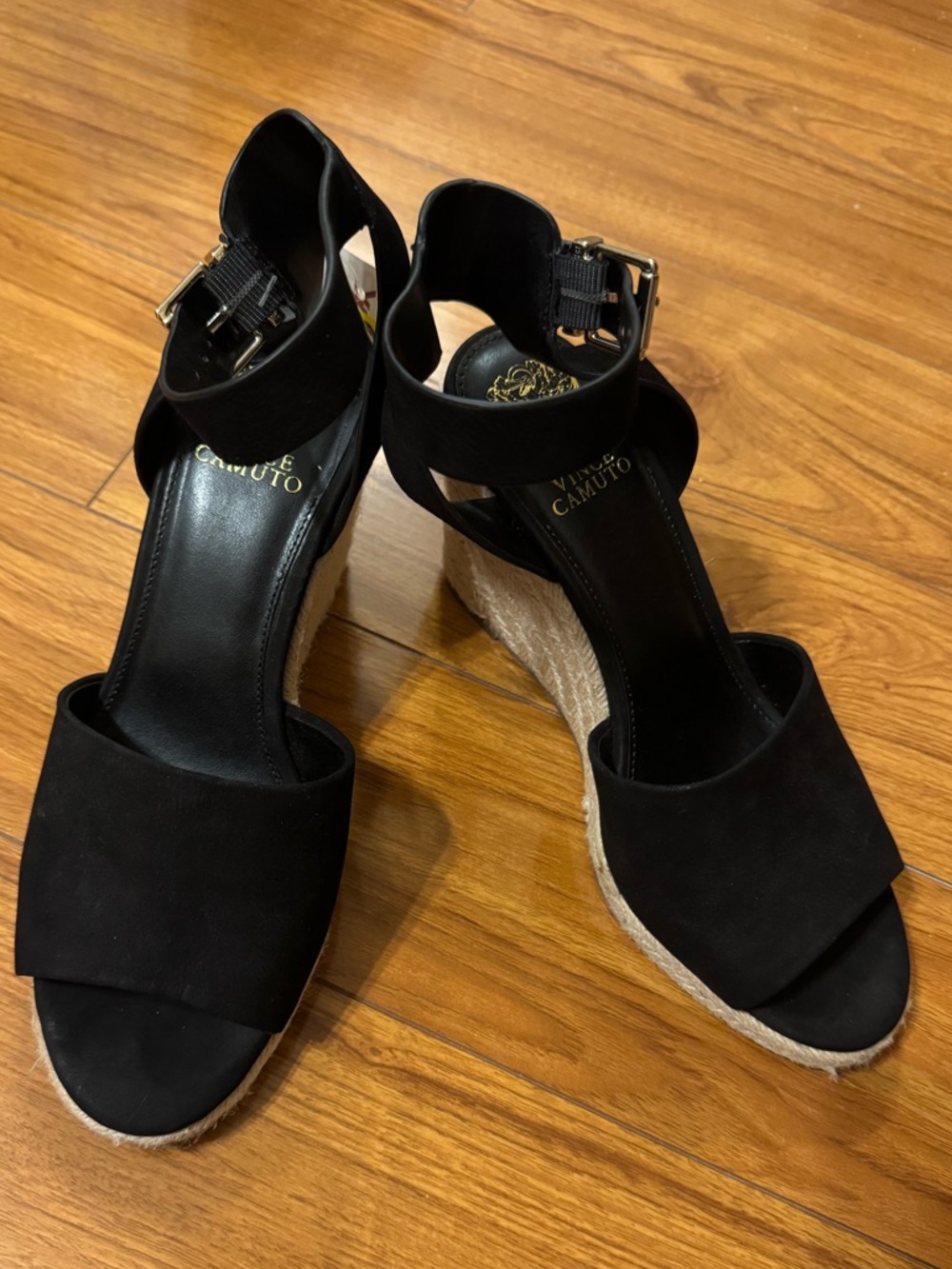 Vince Camuto Black Wedge Sandals